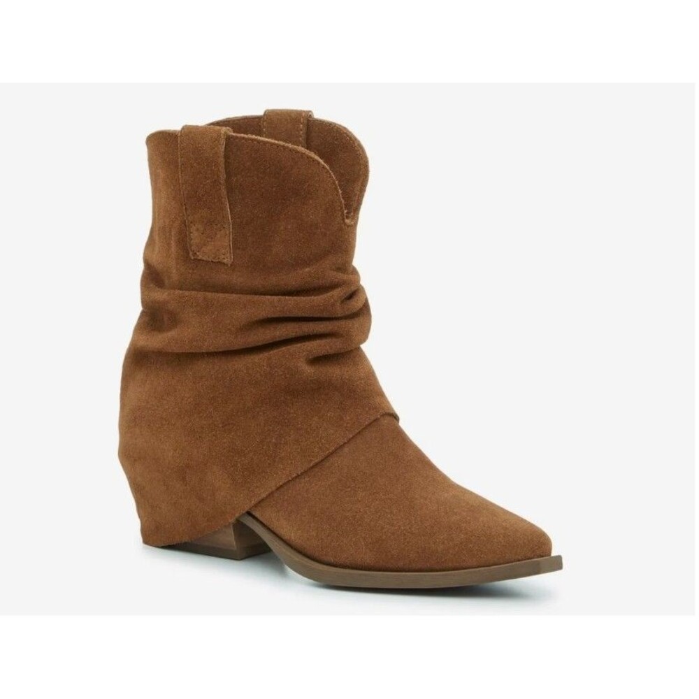 Steve Madden Wesley Foldover Bootie Chestnut Brown Suede Womens 8.5 NWOB